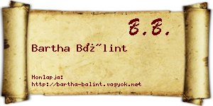 Bartha Bálint névjegykártya