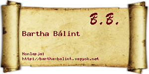 Bartha Bálint névjegykártya